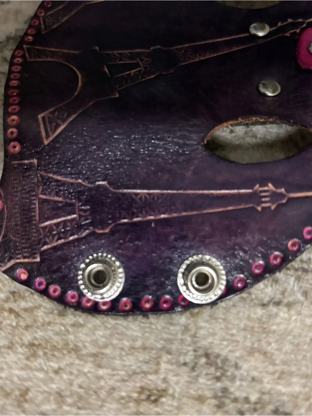 Source Unknown Purple and Pink Eiffel Tower Leather Key Case
